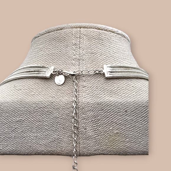 Vintage Multi-Strand Snake Chain Necklace Silver Layered Jewelry - Picture 5 of 7